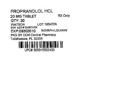 20mg Label (Propranolol HCl 20mg(watson))